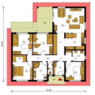 Image miroir | Plan de sol du rez-de-chaussée - BUNGALOW 216